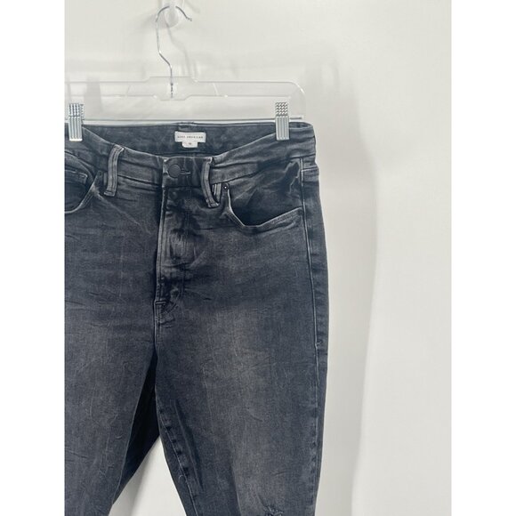 Good American Black Distressed Jeans Slim Straight Sz 15 - Picture 3 of 6